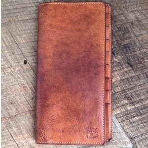 Distressed Il Bisonte Long Leather Rodeo Roper Western Style Bifold Vintage